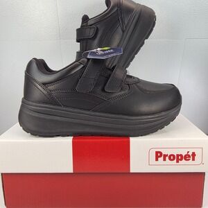 Propet Ultima Strap Womens 7.5 XX 4E Black Leather Walking‎ Shoes WAA303L New